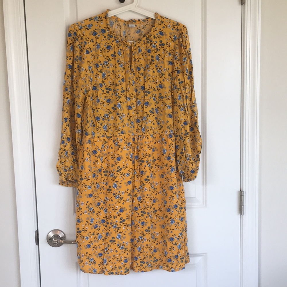 Beautiful Floral Rayon Yellow Dress.